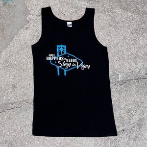 Las Vegas womens preowned black graphic tank top size large